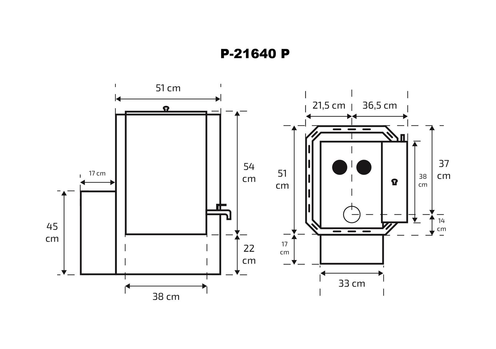Pirts krāsns Skamet P-21640-GL (8-18m³) ar ūdens tvertni - Image 3