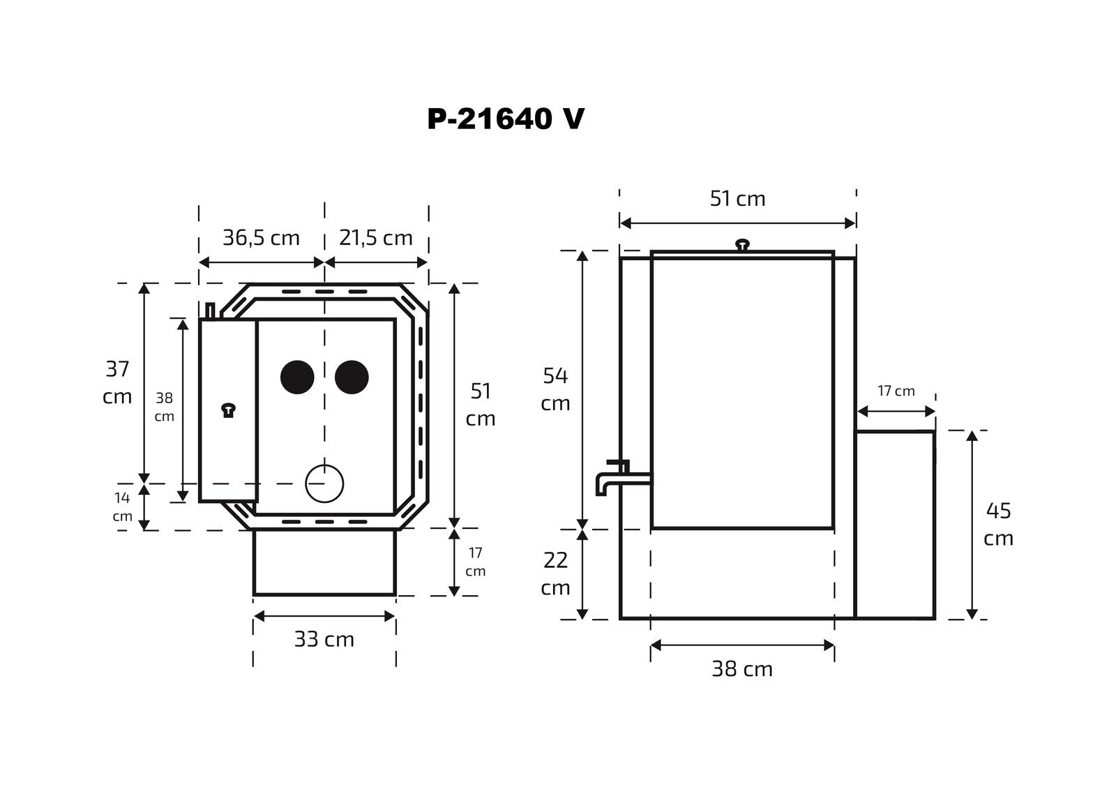 Pirts krāsns Skamet P-21640-GL (8-18m³) ar ūdens tvertni - Image 2